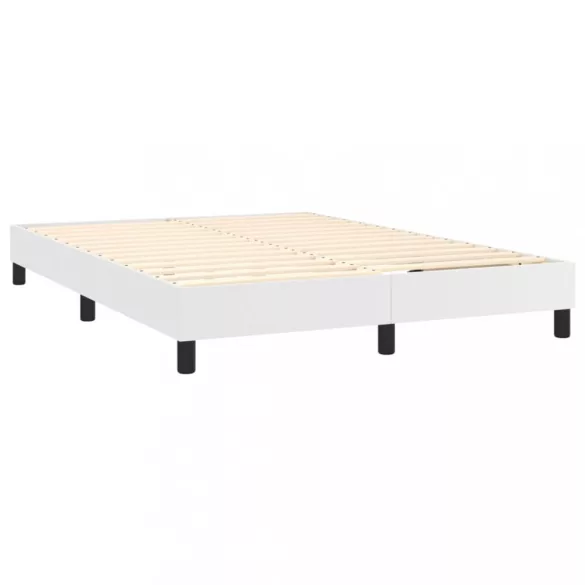 fehér műbőr rugós ágy matraccal 140x190 cm