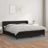 fekete műbőr rugós ágy matraccal 160 x 200 cm