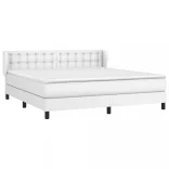 fehér műbőr rugós ágy matraccal 180 x 200 cm