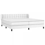 fehér műbőr rugós ágy matraccal 200 x 200 cm