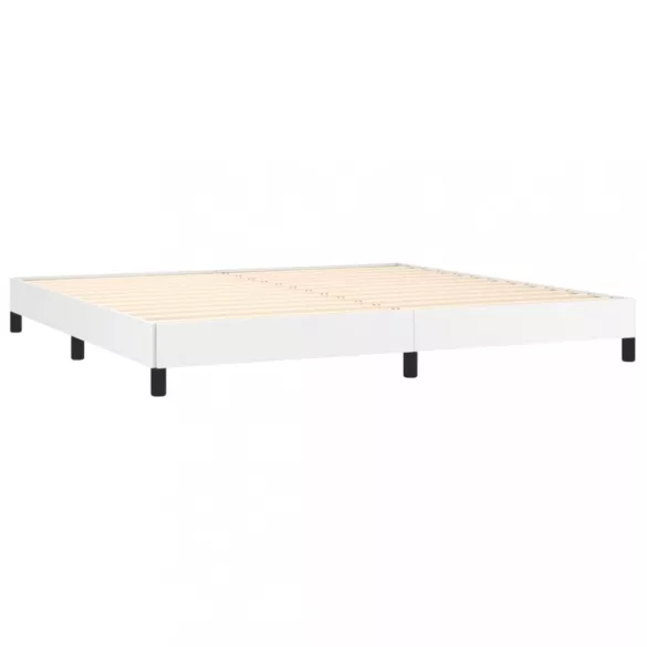 fehér műbőr rugós ágy matraccal 200 x 200 cm