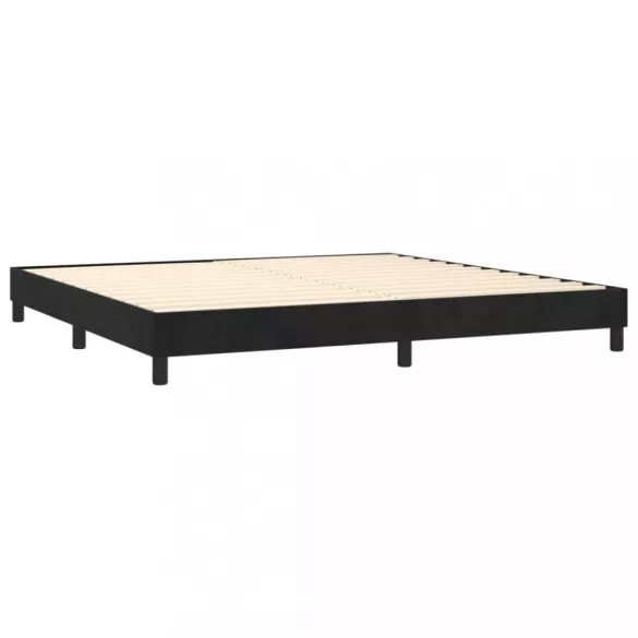 fekete bársony rugós ágy matraccal 200x200 cm