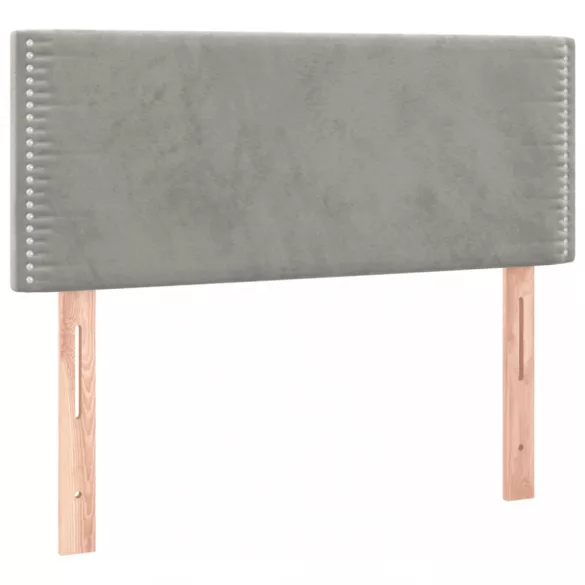 világosszürke bársony rugós ágy matraccal 90x190 cm