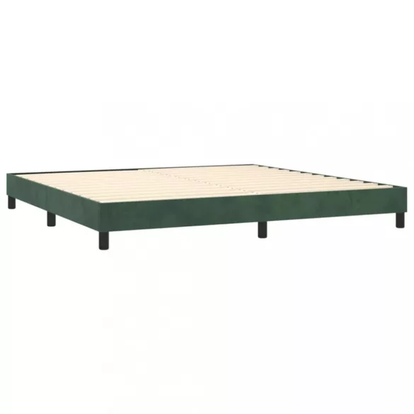 sötétzöld bársony rugós ágy matraccal 200x200 cm