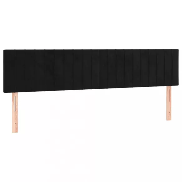 fekete bársony rugós ágy matraccal 200x200 cm