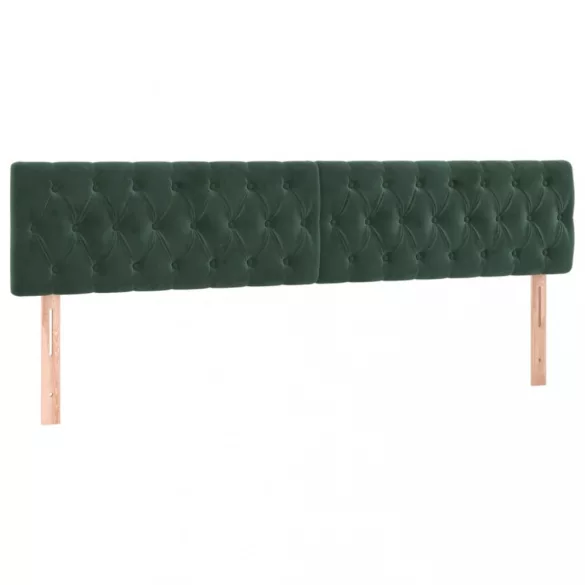 sötétzöld bársony rugós ágy matraccal 200x200 cm