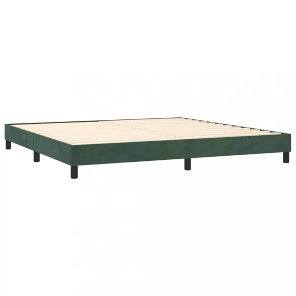 sötétzöld bársony rugós ágy matraccal 200x200 cm