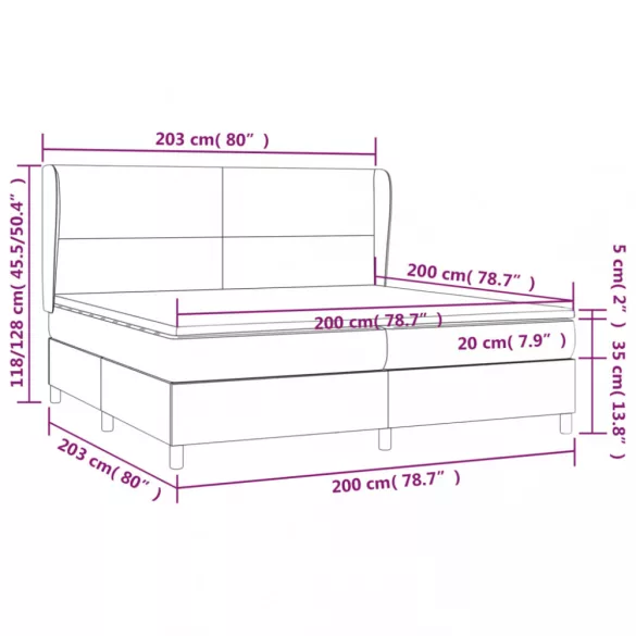 sötétszürke szövet rugós ágy matraccal 200 x 200 cm