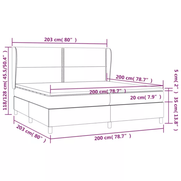 tópszínű szövet rugós ágy matraccal 200 x 200 cm