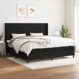 fekete szövet rugós ágy matraccal 200 x 200 cm