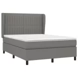 sötétszürke szövet rugós ágy matraccal 140 x 190 cm