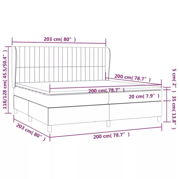 tópszínű szövet rugós ágy matraccal 200 x 200 cm