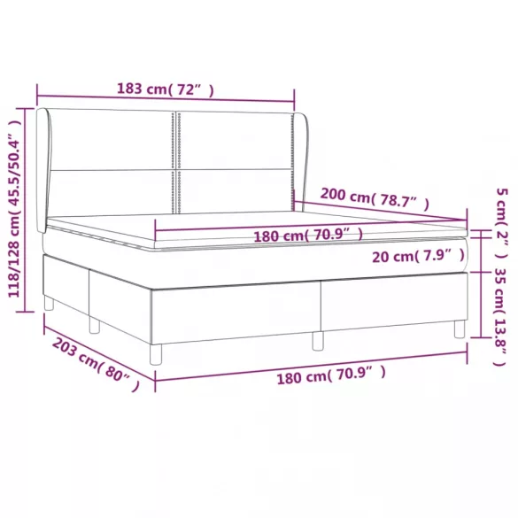 sötétszürke szövet rugós ágy matraccal 180 x 200 cm