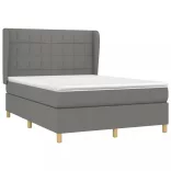sötétszürke szövet rugós ágy matraccal 140 x 190 cm