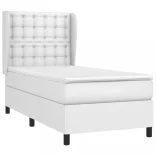 fehér műbőr rugós ágy matraccal 80 x 200 cm