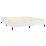 fehér műbőr rugós ágy matraccal 160 x 200 cm