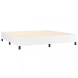 fehér műbőr rugós ágy matraccal 200 x 200 cm