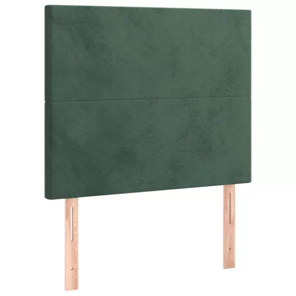 sötétzöld bársony rugós ágy matraccal 90 x 200 cm