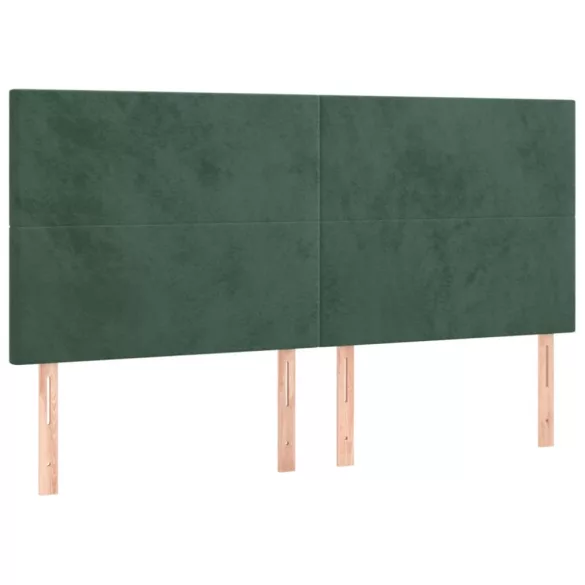 sötétzöld bársony rugós ágy matraccal 160x200 cm