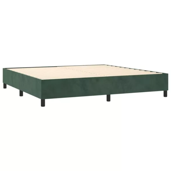 sötétzöld bársony rugós ágy matraccal 200x200 cm