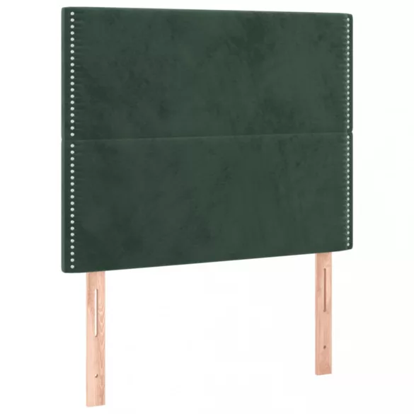 sötétzöld bársony rugós ágy matraccal 100 x 200 cm