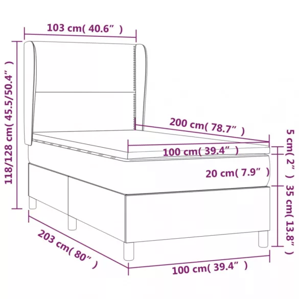 sötétzöld bársony rugós ágy matraccal 100 x 200 cm