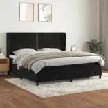 fekete bársony rugós ágy matraccal 200x200 cm
