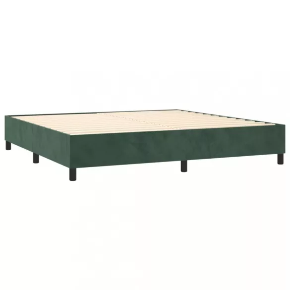 sötétzöld bársony rugós ágy matraccal 200x200 cm