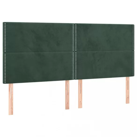 sötétzöld bársony rugós ágy matraccal 200x200 cm