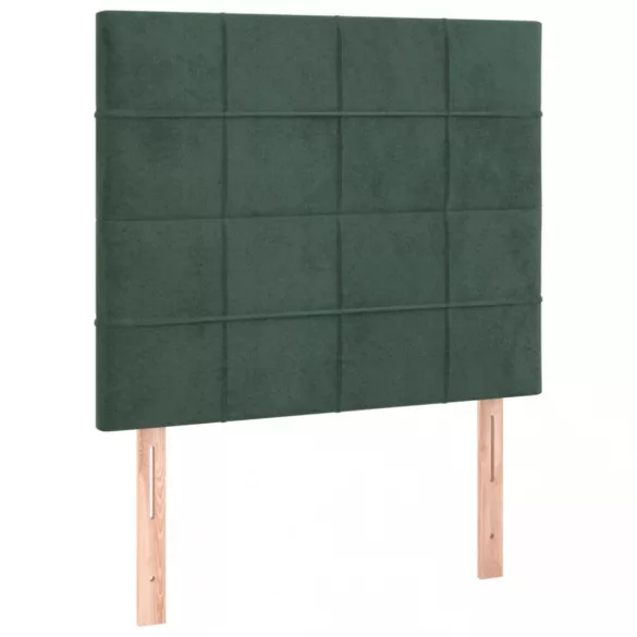 sötétzöld bársony rugós ágy matraccal 100 x 200 cm