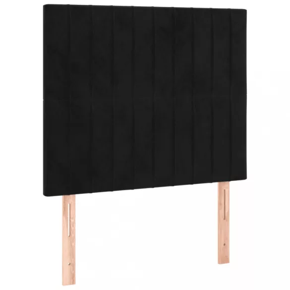 fekete bársony rugós ágy matraccal 80 x 200 cm