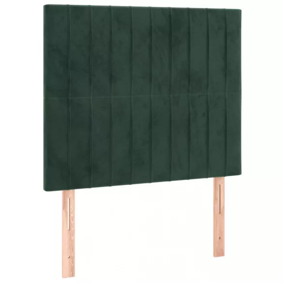 sötétzöld bársony rugós ágy matraccal 100 x 200 cm