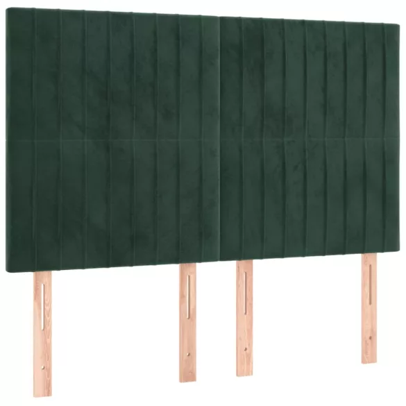 sötétzöld bársony rugós ágy matraccal 140x190 cm