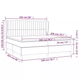 világosszürke bársony rugós ágy matraccal 200x200 cm