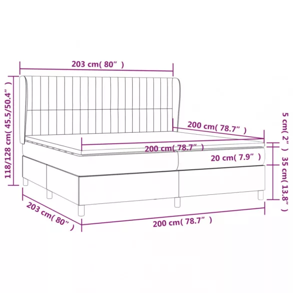 világosszürke bársony rugós ágy matraccal 200x200 cm
