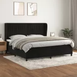 fekete bársony rugós ágy matraccal 200x200 cm