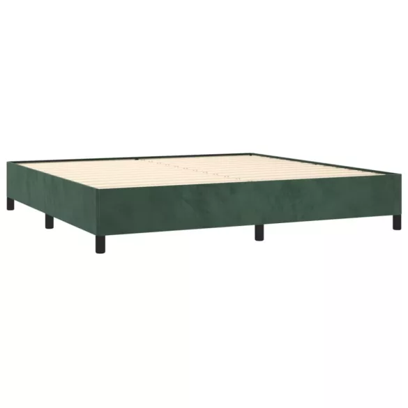 sötétzöld bársony rugós ágy matraccal 200x200 cm