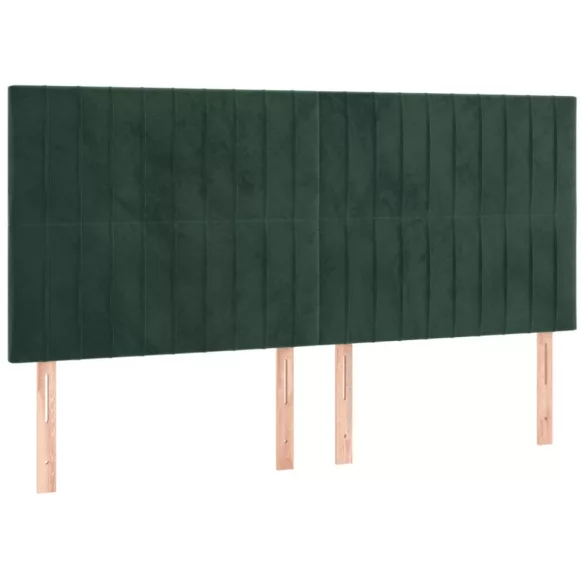 sötétzöld bársony rugós ágy matraccal 200x200 cm