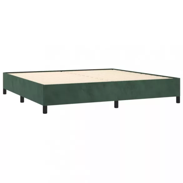 sötétzöld bársony rugós ágy matraccal 200x200 cm