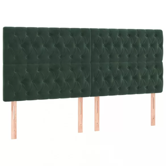 sötétzöld bársony rugós ágy matraccal 200x200 cm