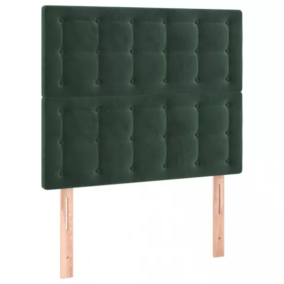 sötétzöld bársony rugós ágy matraccal 100 x 200 cm