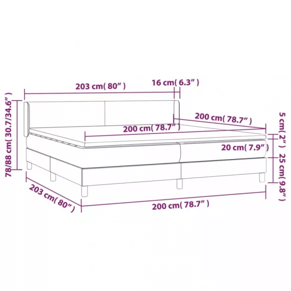 sötétszürke szövet rugós ágy matraccal 200 x 200 cm