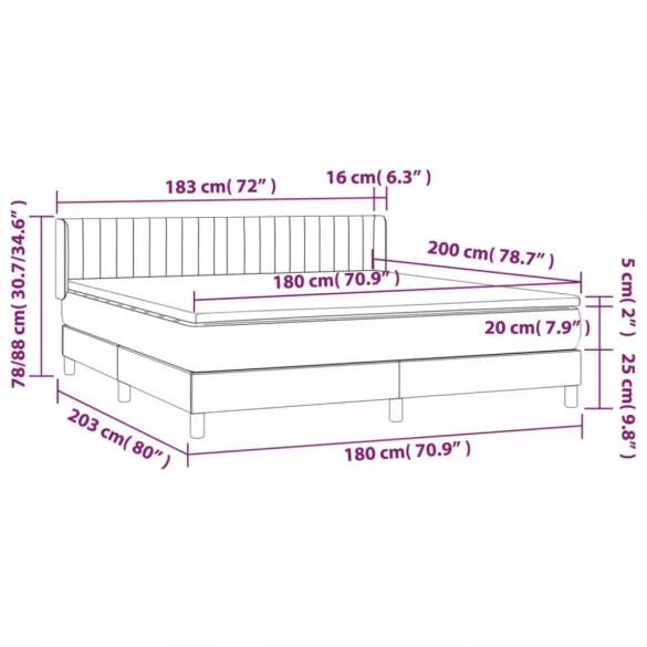 világosszürke szövet rugós ágy matraccal 180 x 200 cm