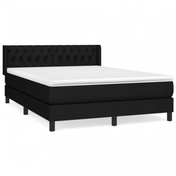 fekete szövet rugós ágy matraccal 140 x 190 cm