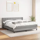 világosszürke szövet rugós ágy matraccal 160 x 200 cm