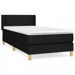 fekete szövet rugós ágy matraccal 80 x 200 cm