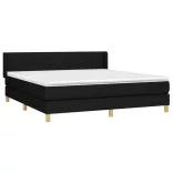 fekete szövet rugós ágy matraccal 180 x 200 cm