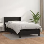 fekete műbőr rugós ágy matraccal 100 x 200 cm