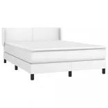 fehér műbőr rugós ágy matraccal 140 x 200 cm