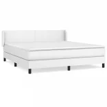 fehér műbőr rugós ágy matraccal 160 x 200 cm